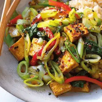 Tofu and leek stir-fry