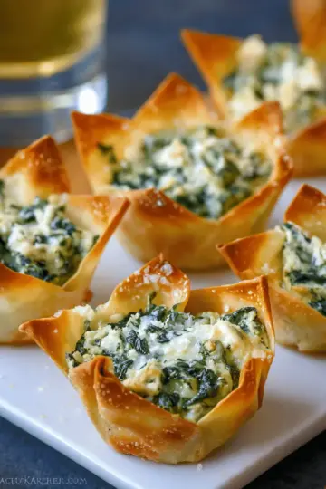Spinach-Artichoke Dip Wonton Cups