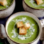 Creamy Spinach Soup with Parmesan Croutons