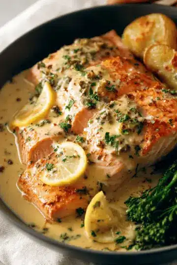 Baked Salmon with Amazing Lemon Sauce
