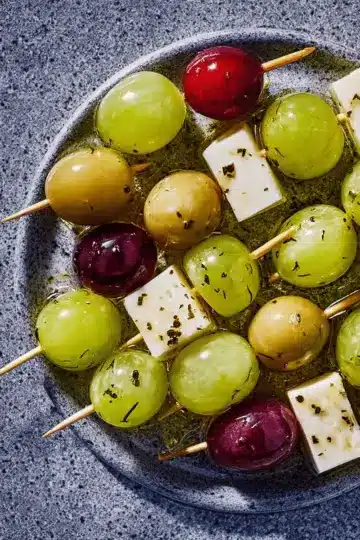 Dill Pickle Marinated California Grapes and Cheese