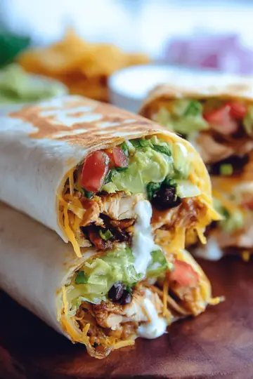 Seven Layer Chicken Burritos