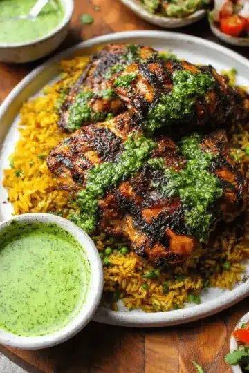 Peruvian Chicken & Rice with Green Sauce
