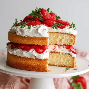 Strawberry Shortcake Cake with Mascarpone Cream