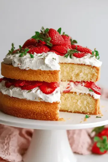Strawberry Shortcake Cake with Mascarpone Cream