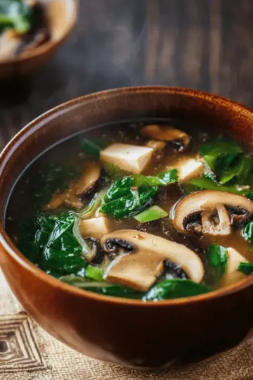 Spinach and Mushroom Miso Soup