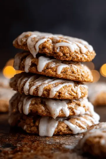 Iced Gingerbread Oatmeal Cookies