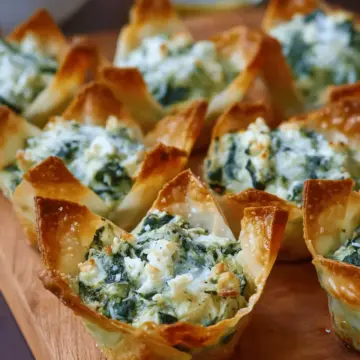 Spinach-Artichoke Dip Wonton Cups