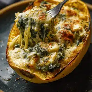 Spinach and Artichoke Stuffed Spaghetti Squash