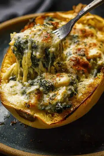 Spinach and Artichoke Stuffed Spaghetti Squash