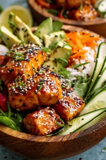 crispy sesame salmon bowls