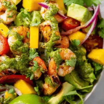 Shrimp Avocado Mango Salad with Cilantro Lime Dressing