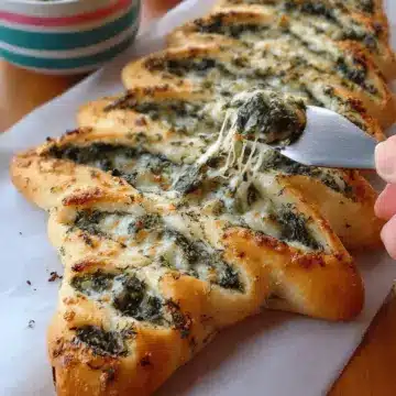 Christmas Tree Spinach Dip Breadsticks