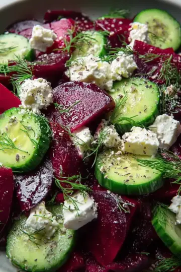 Beet Salad with Feta, Cucumbers, and Dill