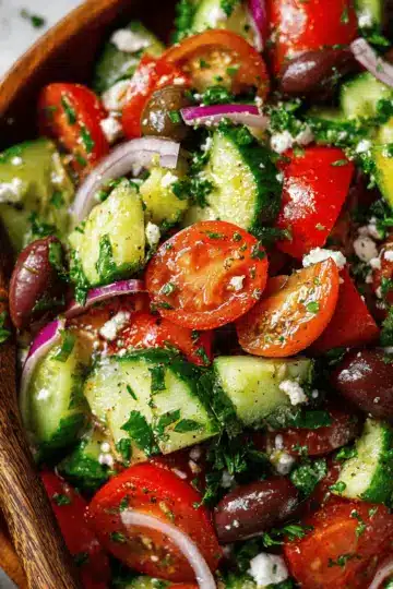 Mediterranean tomato and cucumber salad