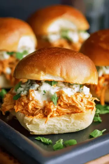 Shredded Buffalo Chicken Sliders