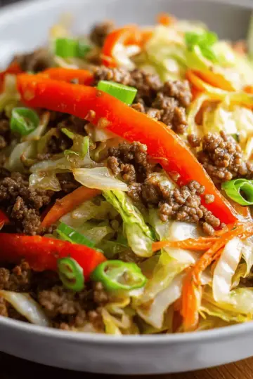 25-Minute Ground Beef and Cabbage Stir Fry