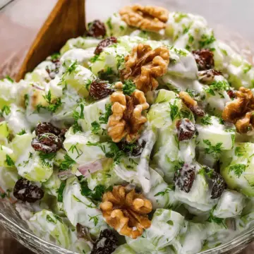 Creamy Celery Salad with Walnuts and Raisins