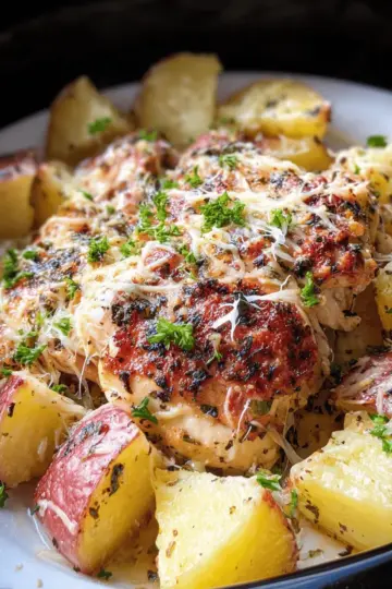 Crockpot Garlic Parmesan Chicken And Potatoes
