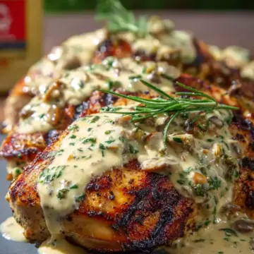 Grilled Stuffed Chicken with Cream Sauce