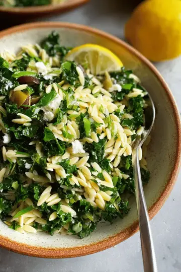 Orzo Kale Salad with Lemon Vinaigrette
