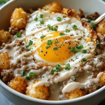Tater Tot Breakfast Bowl with Sausage Gravy