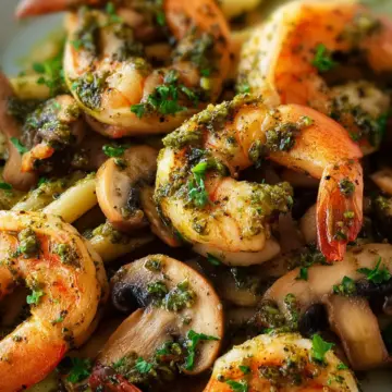 Pesto Shrimp with Mushrooms