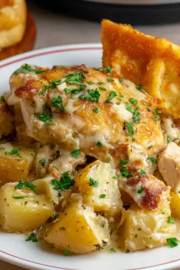 Crock Pot Garlic Parmesan Chicken and Potatoes