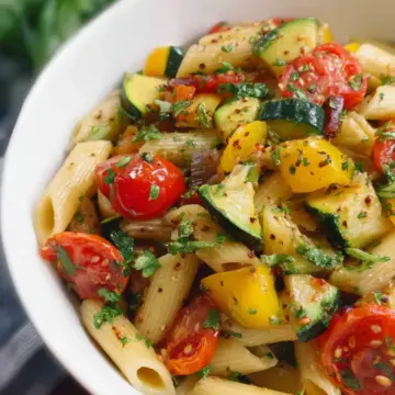 Pasta with zucchini and tomatoes