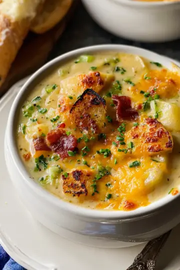 Potato Soup with Roasted Garlic Cheddar Cheese