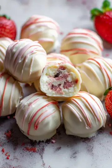 5 Ingredient Strawberry Cheesecake Truffles