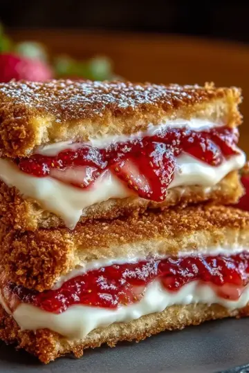 Fried Strawberry Cheesecake Sandwiches