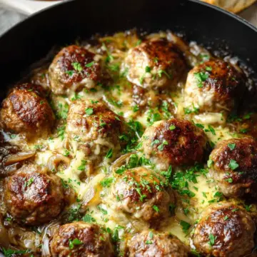 French Onion Meatballs (One Skillet Recipe)