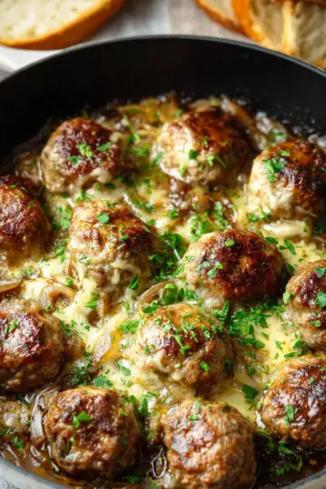 French Onion Meatballs (One Skillet Recipe)