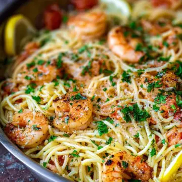 Garlicky Shrimp Pasta with White Wine and Lemon