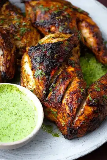 Peruvian-Style Grilled Chicken With Green Sauce Recipe