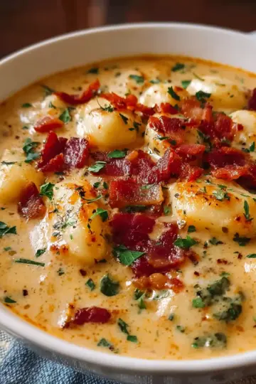 Bacon Cheddar Gnocchi Soup