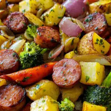Honey Garlic Kielbasa and Veggie Sheet Pan Dinner