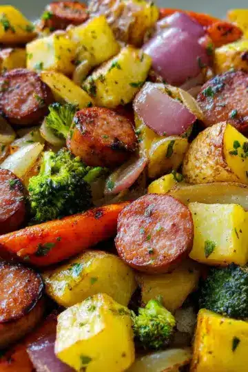 Honey Garlic Kielbasa and Veggie Sheet Pan Dinner