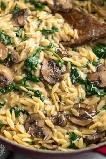 Creamy Mushroom and Spinach Orzo