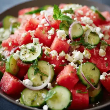 Watermelon, Cucumber and Feta Salad