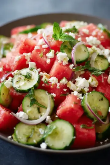 Watermelon, Cucumber and Feta Salad