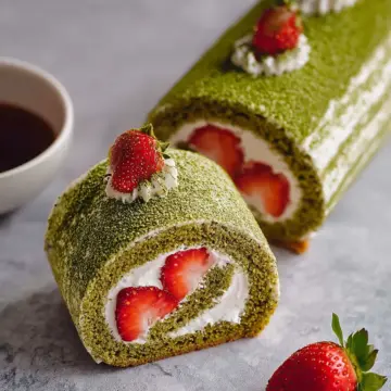 Strawberry Matcha Roll Cake
