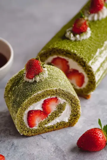 Strawberry Matcha Roll Cake