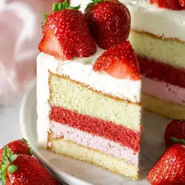 Strawberries and Cream Cheesecake Cake