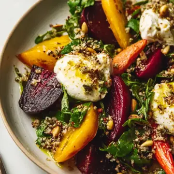 Roasted Beet and Carrot Salad With Burrata