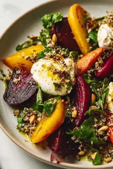 Roasted Beet and Carrot Salad With Burrata