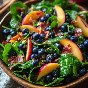 Peach Blueberry Spinach Salad