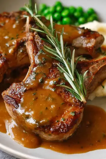 Lamb Chops with Rosemary Gravy (loin chops, forequarter, cutlets)