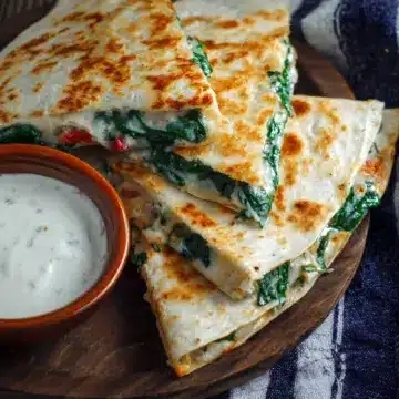 Spinach Quesadilla with Feta and Pepper Jack Cheese